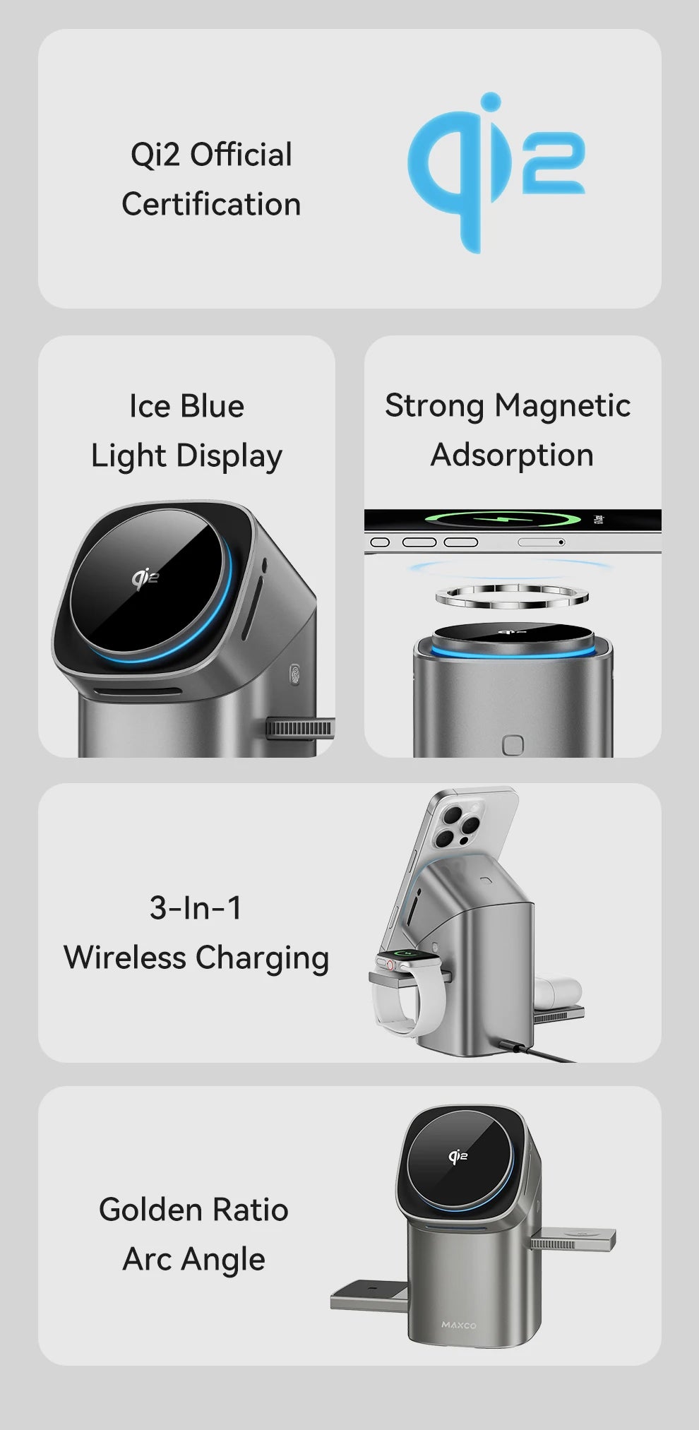 Qi2 3-in-1 Magnetic Wireless Charger