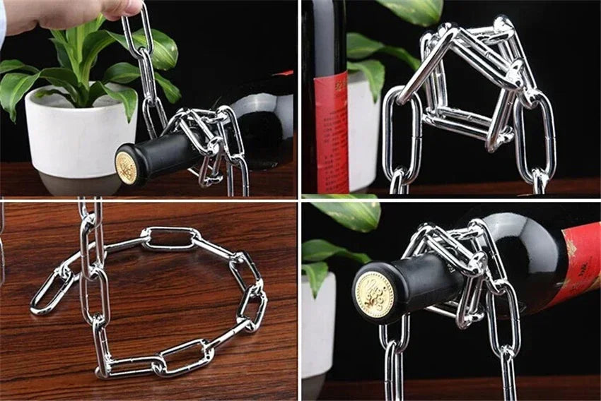 Magical  Iron Chain Wine Bottle Holder
