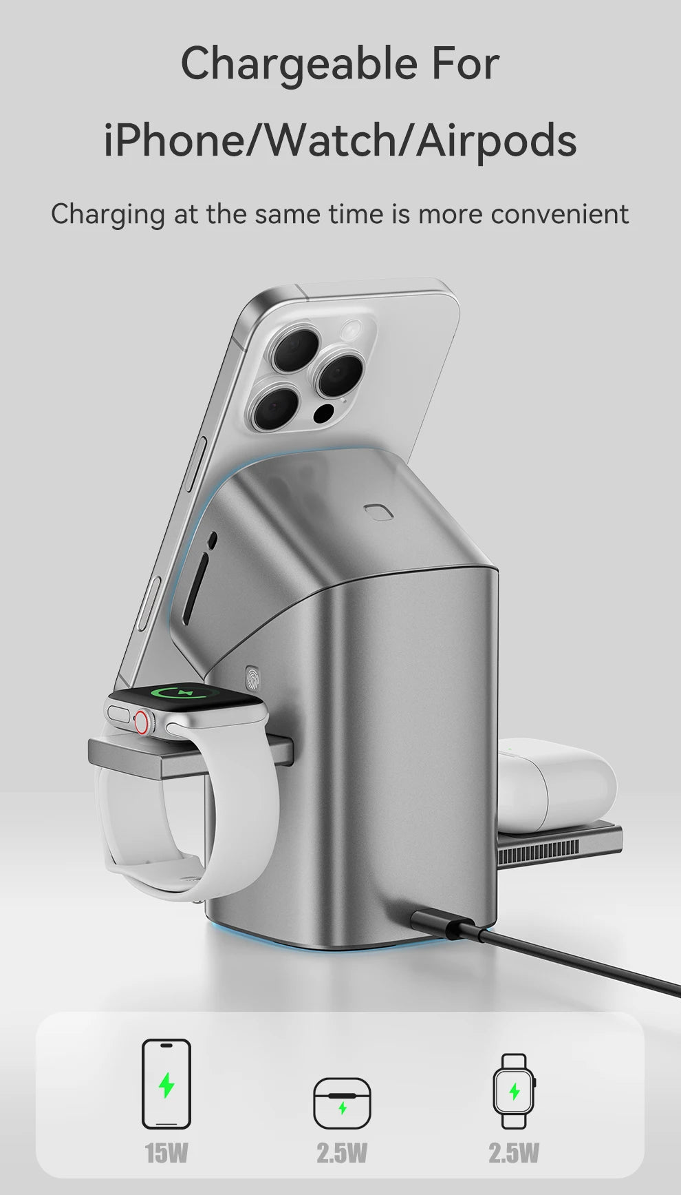 Qi2 3-in-1 Magnetic Wireless Charger